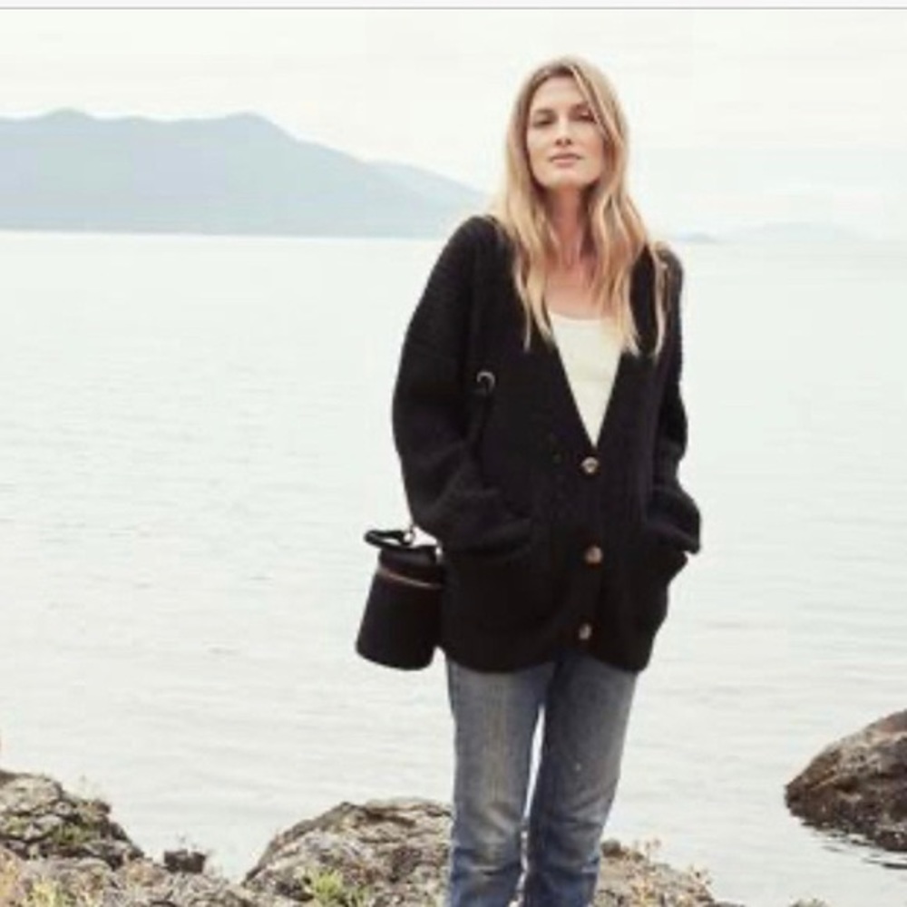 DÔEN Adelia cardigan sweater Black, XS, ( baby alpaca/wool blend)